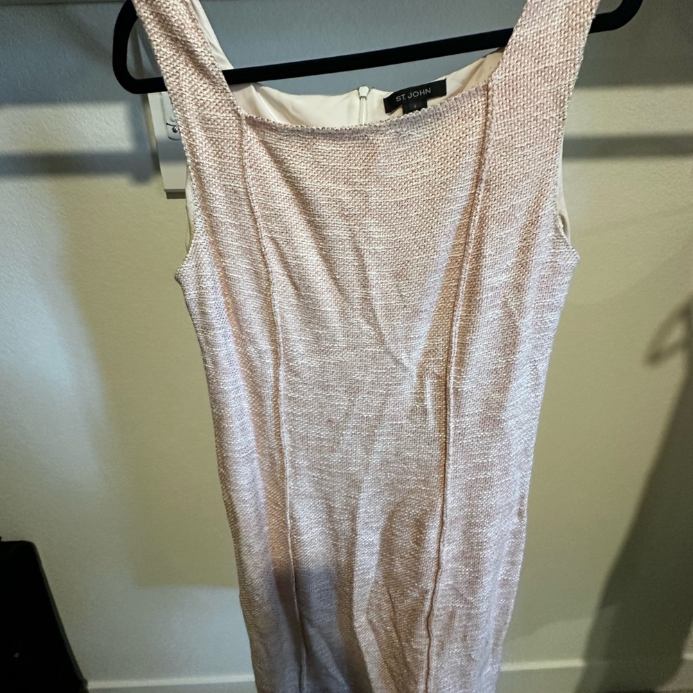 St. John Blush Textured Sleeveless Dress